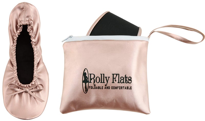 Rolly Flats Women's Foldable Flats â€“ Portable Ballet Slippers Shoes for Travel, Wedding â€“ Fits in Purse (XL, Rose Gold) - Image 1